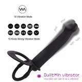 Silicone Strap On Penis Butt Plug, Double Penetration Dildo Vibrator with Cock Ring, Delay Ejaculation Anus Plug Massager Adult