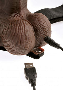 Fetish Fantasy 8 In Hollow Rechargeable Strap-On Remote Brown