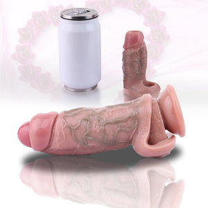 Realistic Hollow Penis Sleeve Enlargement Thick Soft Silicone Cock Ring Sleeve 6-4.5 Inch Penis Enlarger Sheath Can Choose Girth