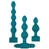 Adam  Eve Vibrating Bumby Anal Bead Set  Teal  Set of 3 Silicone Butt Plugs with a 7Function Bullet Vibrator  Waterproof Anal 