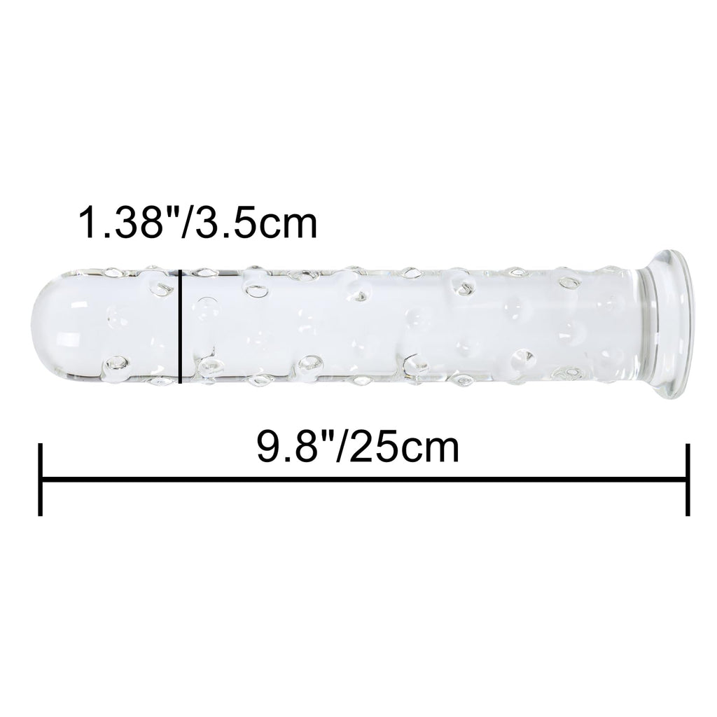 Epichao Large Dotted Glass Dildo Crystal Penis Big G-spot Stimulator Female Masturbation Sex Pleasure Wand (Medium)