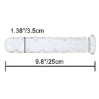 Epichao Large Dotted Glass Dildo Crystal Penis Big G-spot Stimulator Female Masturbation Sex Pleasure Wand (Medium)