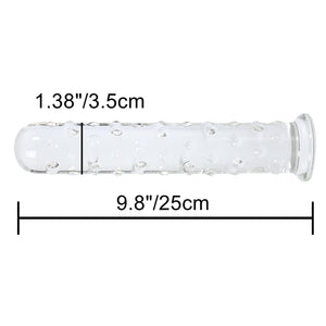 Epichao Large Dotted Glass Dildo Crystal Penis Big G-spot Stimulator Female Masturbation Sex Pleasure Wand (Medium)