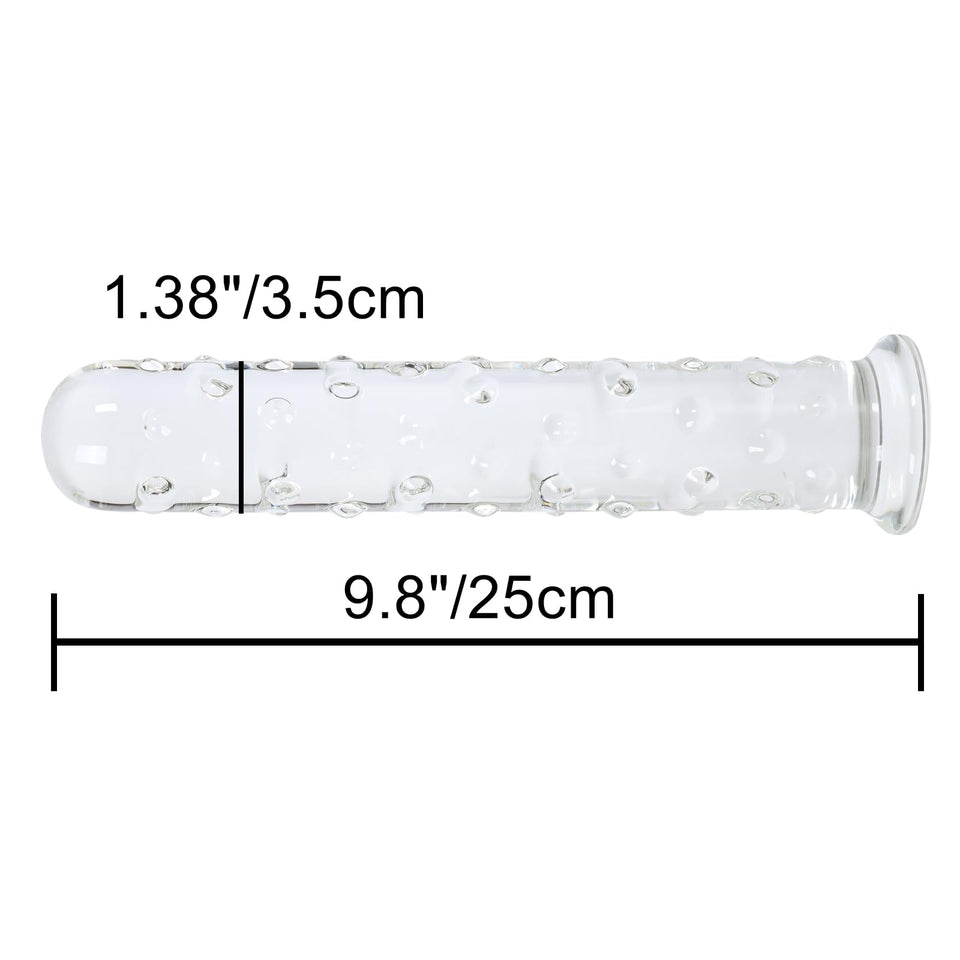 Epichao Large Dotted Glass Dildo Crystal Penis Big G-spot Stimulator Female Masturbation Sex Pleasure Wand (Medium)