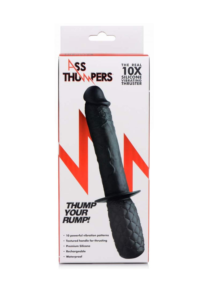 Ass Thumpers Ag152 Realistic 10X Silicone Vibrating Thruster, Black