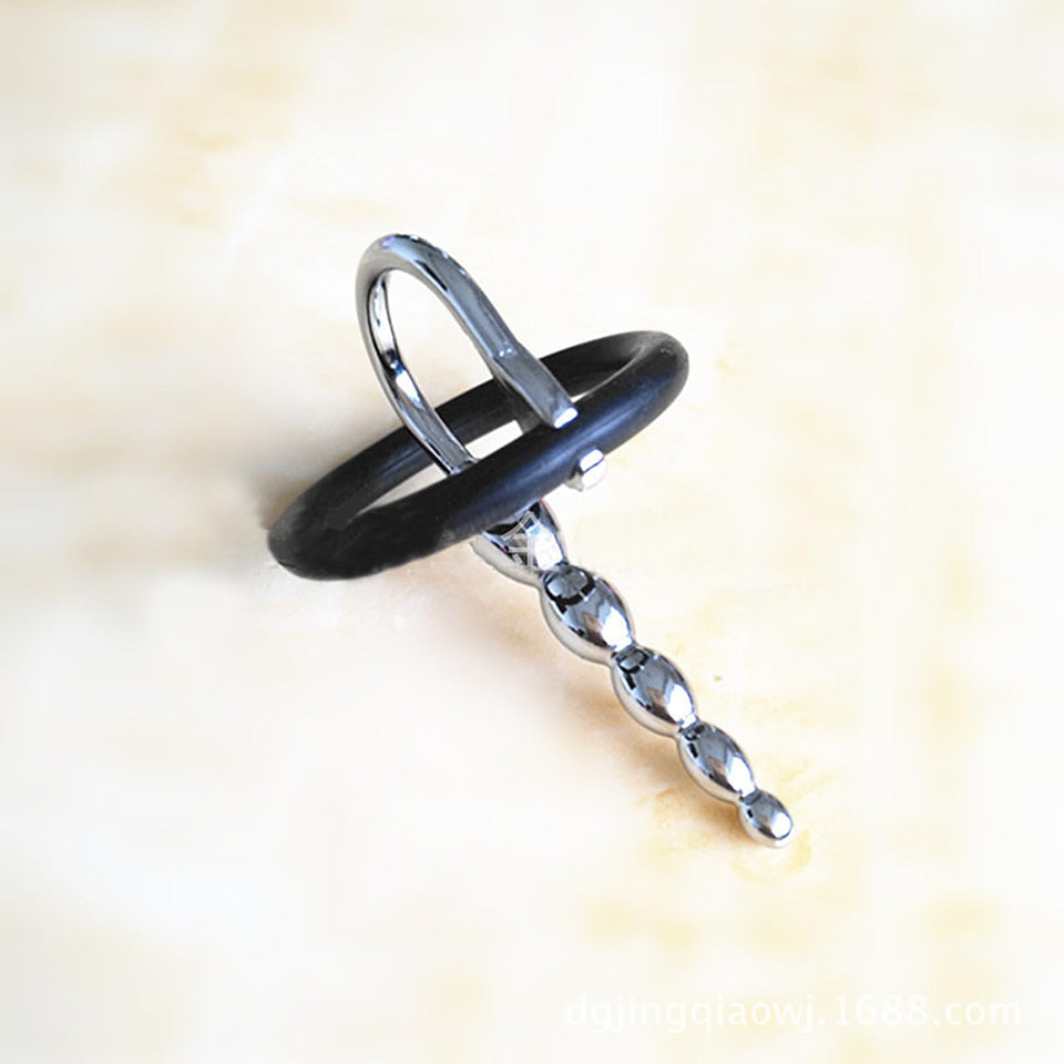 Metal Beads Male Masturbation Stimulation Urethral Plug Restraint Silicone Penis Ring Male Exercise Urethral Sound Urethral Sex