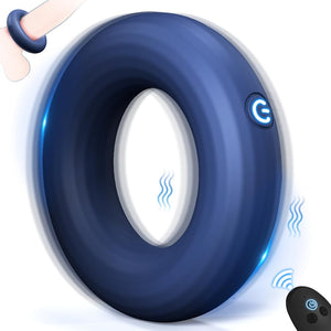 Vibrating Cock Ring with Uniqe O-Shape Design, Silicone Penis Rings Vibrator with 10 Vibration Modes, Double Motors Mens Vibrato