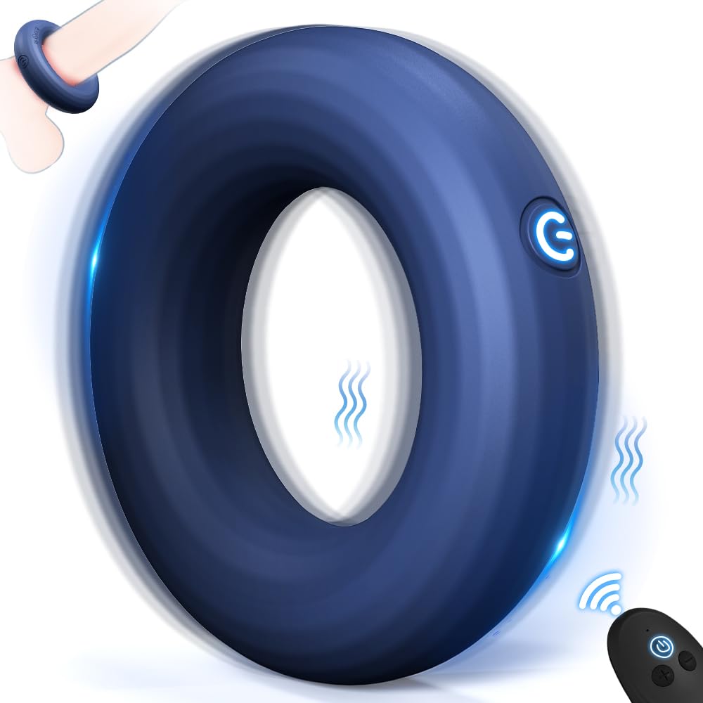 Vibrating Cock Ring with Uniqe O-Shape Design, Silicone Penis Rings Vibrator with 10 Vibration Modes, Double Motors Mens Vibrato