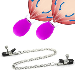Powerful Nipple Sucker Nipple Chain Clamps Set Nipple Sucking Stimulator with Adjustable Metal Breast Clamps Nipple Clips for Co