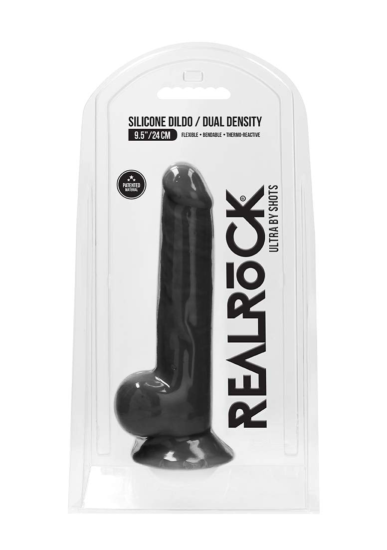 Realrock By Shots America - Silicone Dildo With Balls - 24 Cm - Black