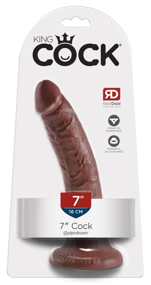 Pipedream King Cock Dildo, Brown, 7 Inch