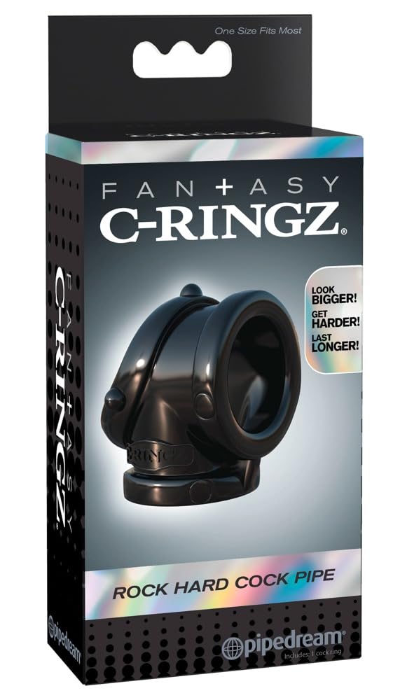 Pipedream Fantasy C-Ringz Rock Hard Cock Pipe Dildo, Black, 1 Pound