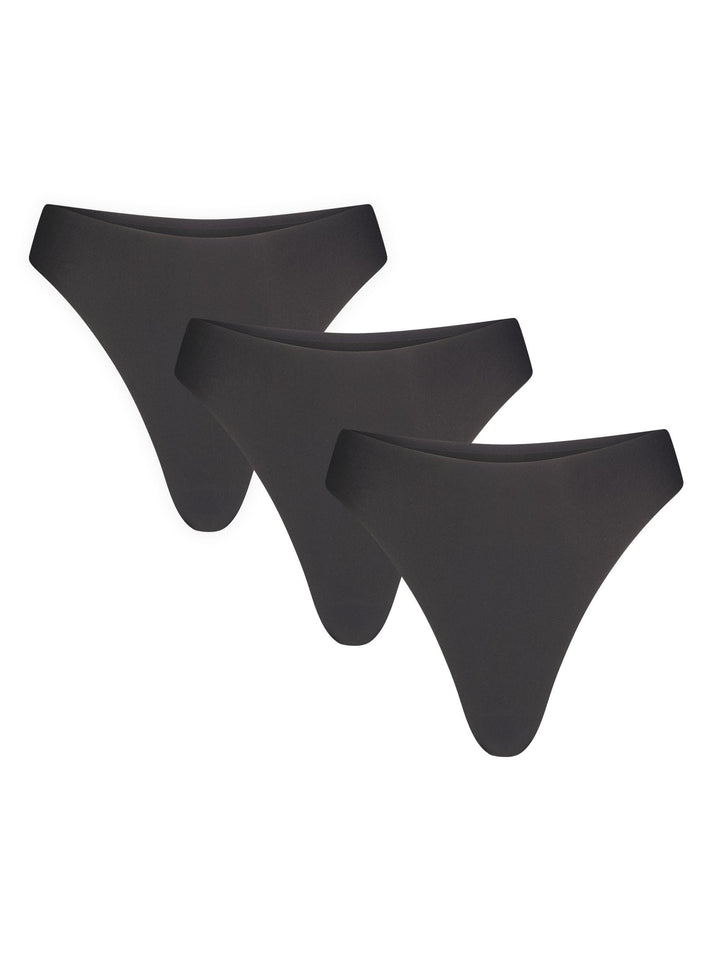 NEGATIVE Underwear - Base High Thong - No Show Thongs For Women - 3 Pack in Black - S