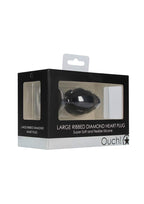 Ouch XLarge Ribbed Diamond Heart Plug BL