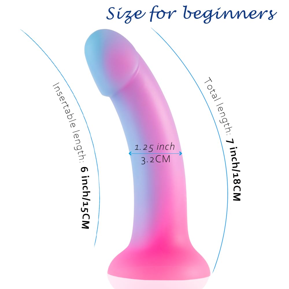 7 Inch Silicone Realistic Dildo,Colorful Glowing Penis Toy for Vaginal and Anal Sex,Adult Sex Toy for G-spot and Prostate Orgasm