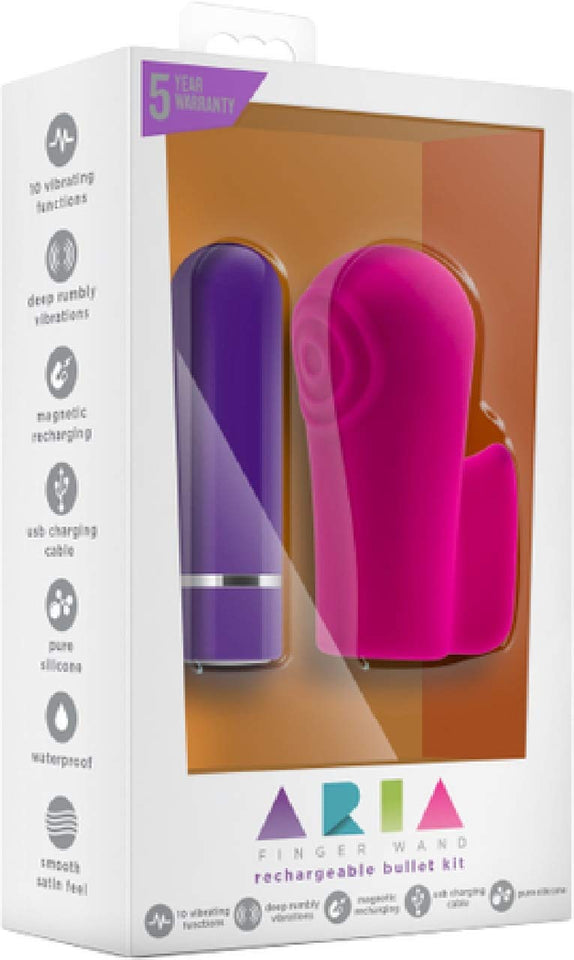 (D) Aria Finger Wand Fuchsia Rechargeable Bullet Kit