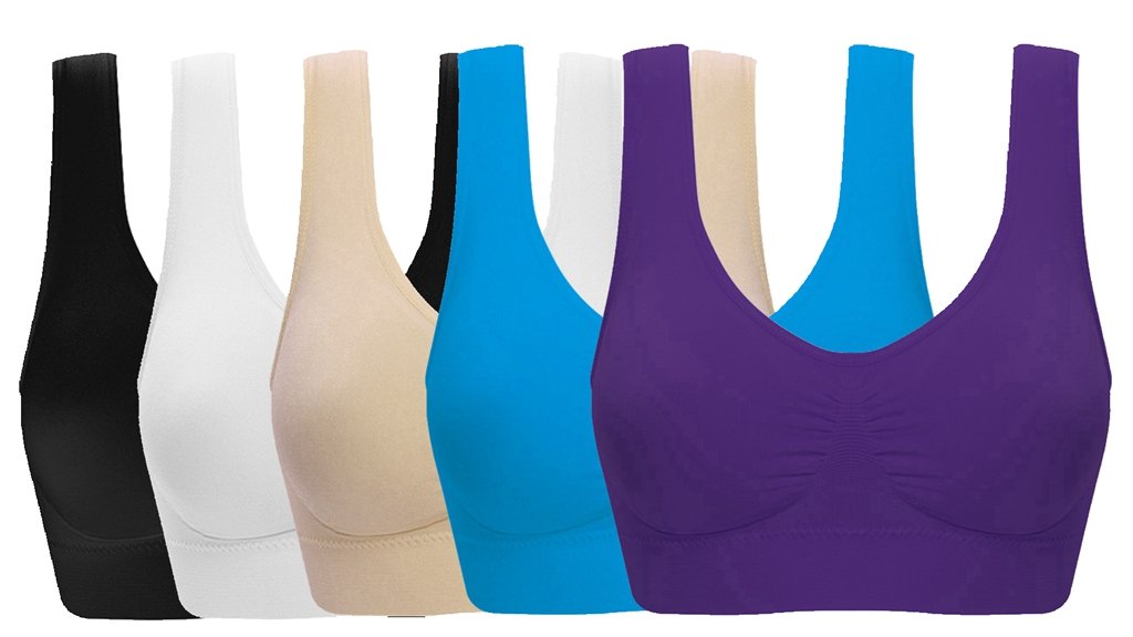 ohlyah Womens Seamless Wire-Free Bra with Removable Pads Pack of 5 L