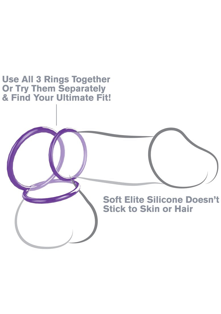 Pipedream Fantasy Cringz Silicone 3 Piece Stamina Set  Purple  1 Pound