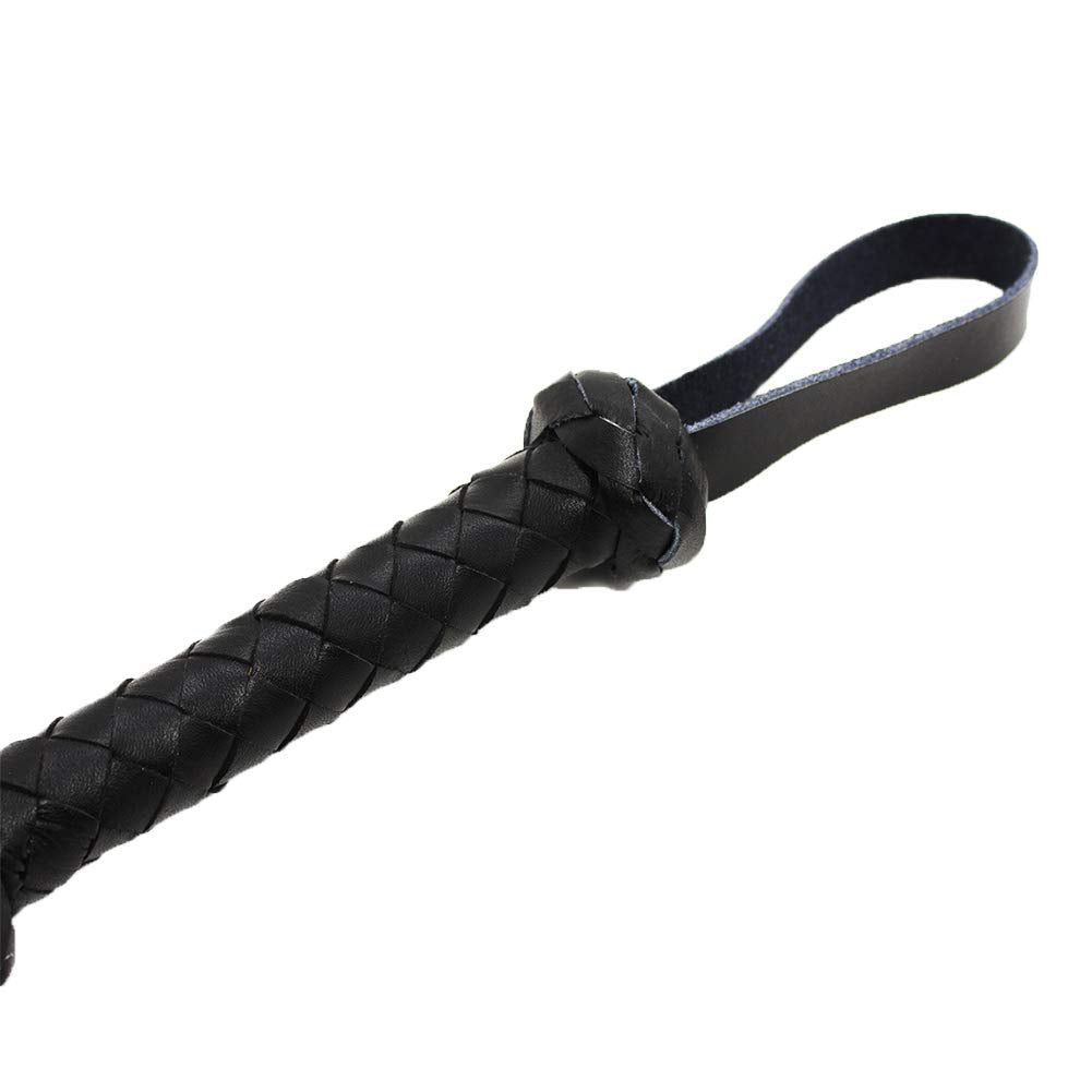 FST Leather Whip with Braided Handle Flogger BDSM Spanking Paddle Sex Toy for Couples Play