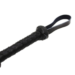 FST Leather Whip with Braided Handle Flogger BDSM Spanking Paddle Sex Toy for Couples Play