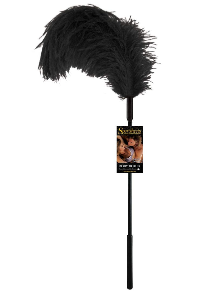 Sex & Mischief Body Ostrich Feather Tickler, Black