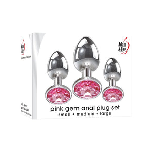 ADAM & EVE PINK GEM GLASS PLUG SET