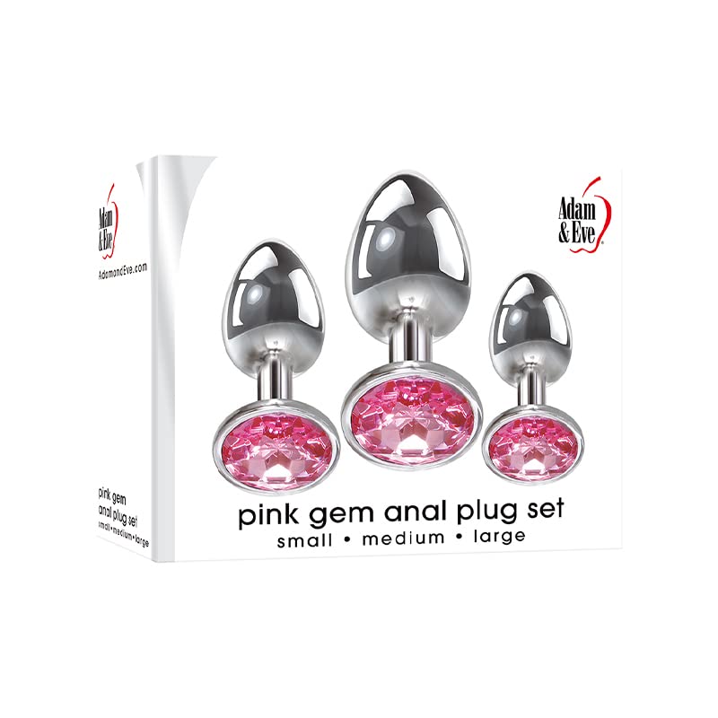 ADAM & EVE PINK GEM GLASS PLUG SET