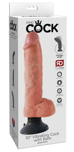 King Cock 10In Vibrating Cock W/Balls Fl