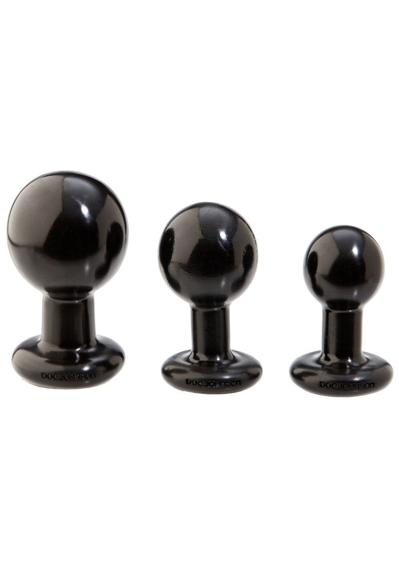 Doc Johnson Classic - Round Butt Plug - 1.8 Inch Diameter - Small - Black