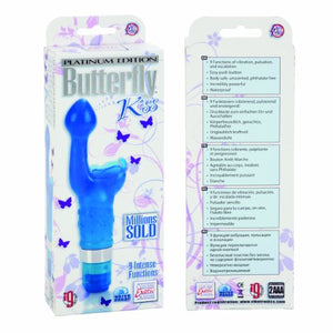 Calexotics Platinum Edition Waterproof 9-Function 2-In-1 Butterfly Kiss Vibrator For G-Spot And Clitoral Massager - Blue