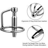 Hollow Stainless Urethral Sounds Penis Plug Urethral Dilator Male Penis Plug with Cock Ring Sex Toy for Men (1.77 inch)