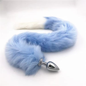 Ooiixx Butt Plug Fox Tail Cosplay Anal Plug Anal Butt Plug Adult Sex Toys for Beginner Women Men Couple (31 '' Blue)