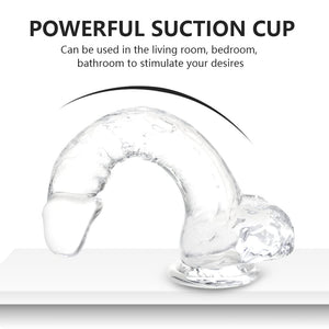 Small Realistic Clear 6 Inch Cute Dildo,Adult Sex Toy With Suction Cup Dildo, Suitable For Beginner Women/Men/Gay With Thin And