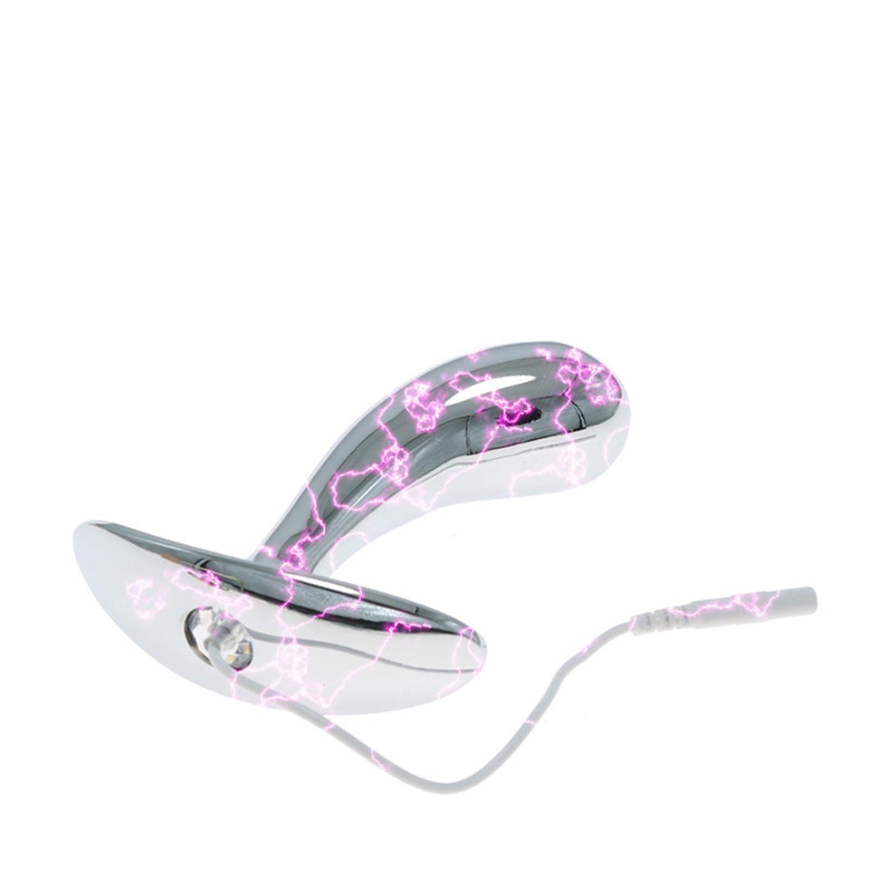 Electric Shock Chastity Lock with Bead Chastity Cage Metal Anal Plug Combination Electric Shock Set Sex Toy(B,L)