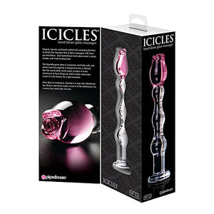 Icicles No. 12- Glass Dong W/Flwr On Top
