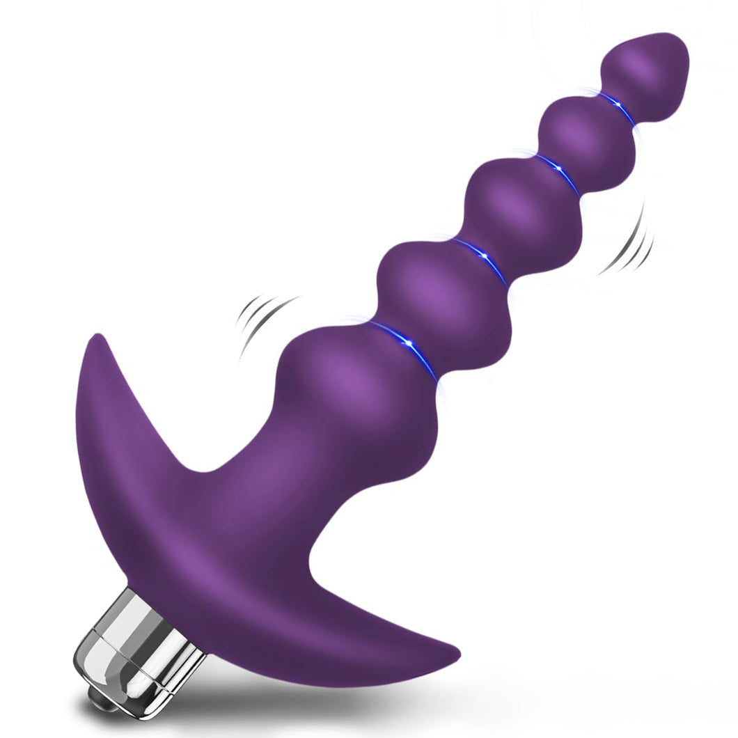 Vibrating Anal Beads Butt Plug Flexible Silicone 16 Vibration Modes Graduated Design Anal Sex Toy Waterproof Bullet Vibrator for