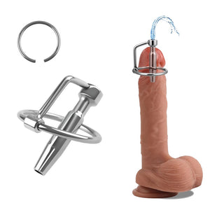 Hollow Stainless Urethral Sounds Penis Plug Urethral Dilator Male Penis Plug with Cock Ring Sex Toy for Men (1.77 inch)