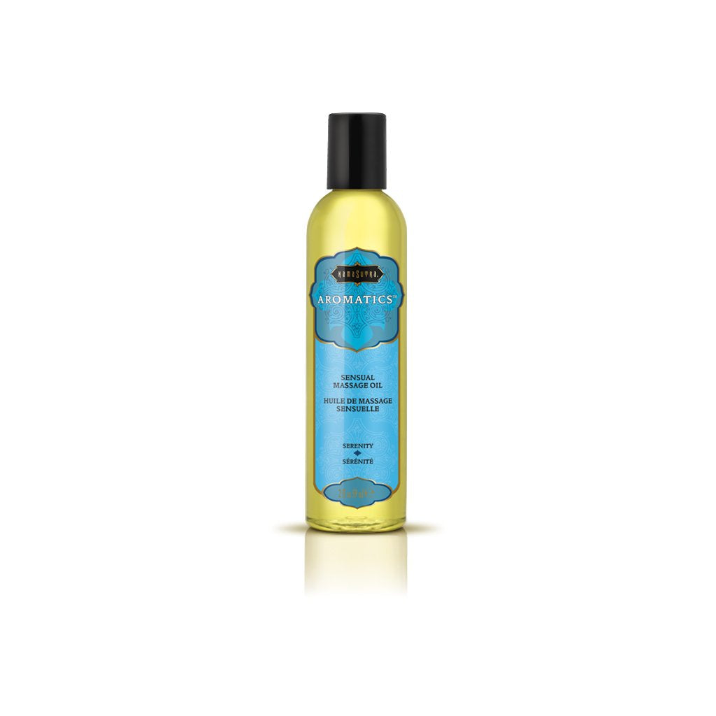 Kama Sutra Aromatics Massage Oil Serenity - 2 Fl Oz Rich Blend Of Natural Essential Oils - Marjoram, Geranium And Lavender - Dat