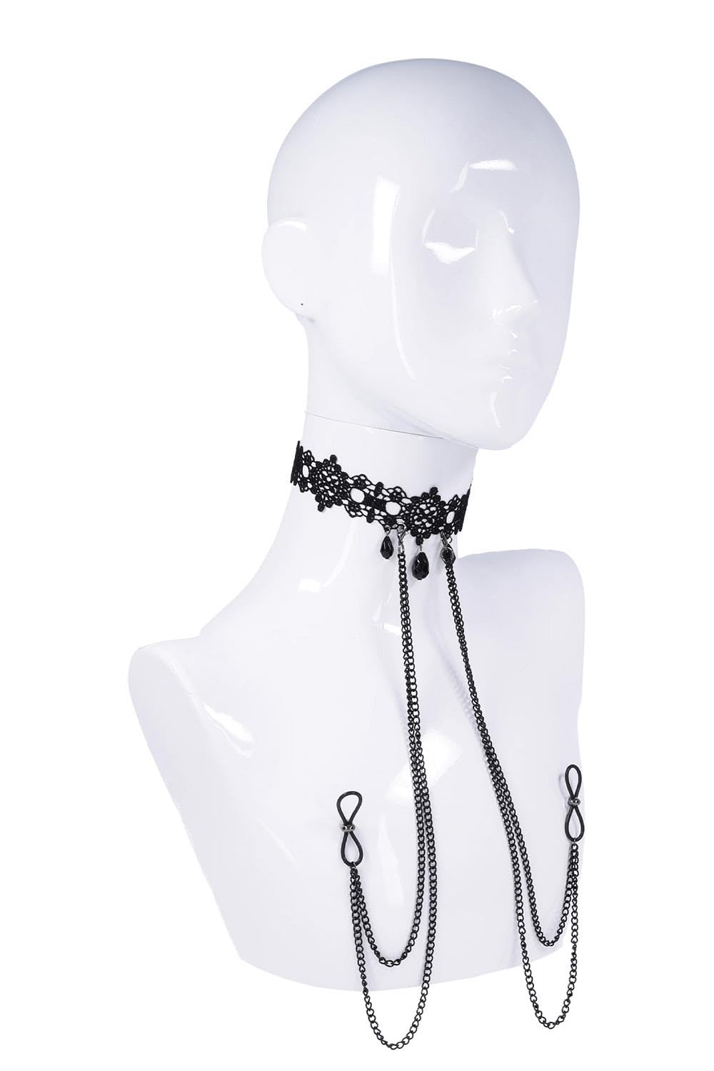 SS S&M Lace Collar with Nipple Ties