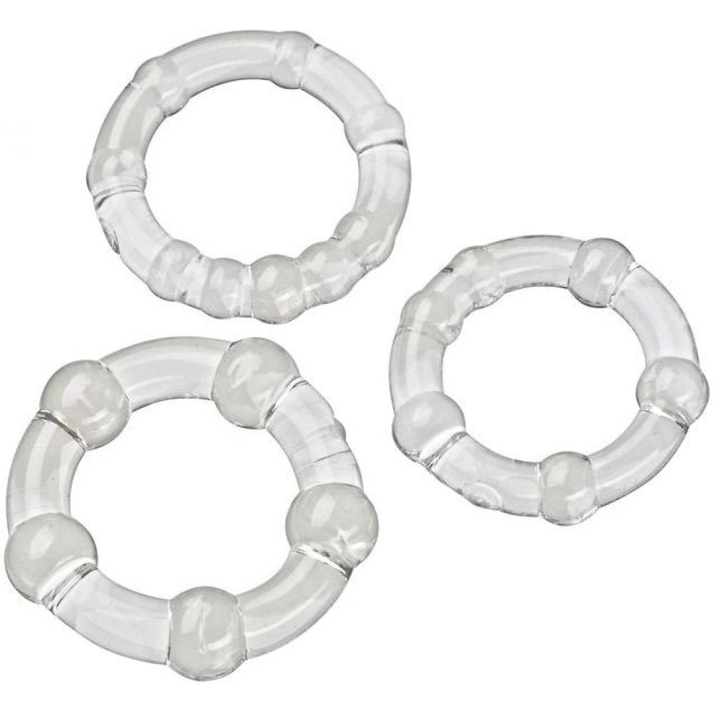 Cloud 9 Beaded C-Ring Penis Bands 3 Sizes Pack Clear