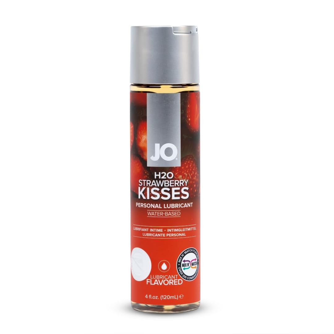 JO H2O Strawberry Flavored Lube - Edible Water Based Personal Lubricant, Sugar Free Strawberry Kisses - 4 fl oz