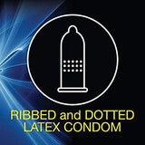 Durex Condom Prolong Natural Latex Condoms 12 Count - Ultra Fine Ribbed And Dotted With Delay Lubricant Regular Fit