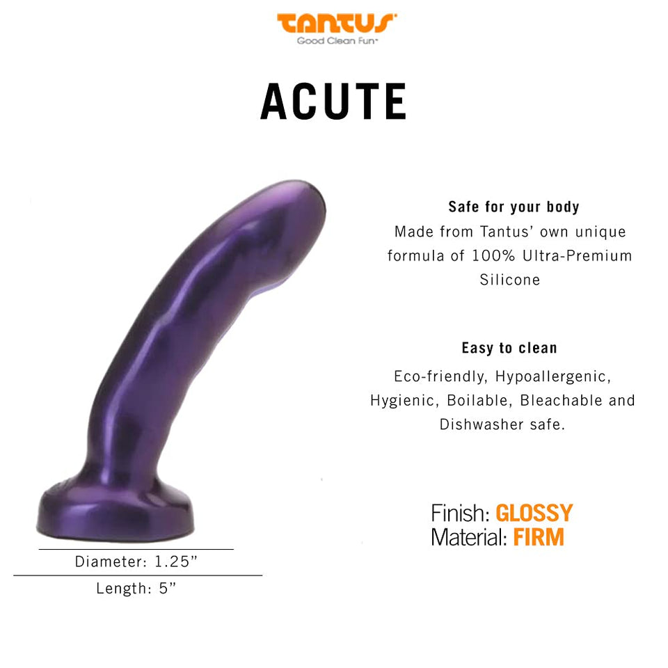 Tantus Sex/Adult Toys Acute Dildo - 100% Utra-Premium Flexible Silicone Harness Compatible, Realistic, G-Spot & P-Spot Stimulation For Anal, Vaginal, Men, Women, Lgbtq - Glossy, Amethyst