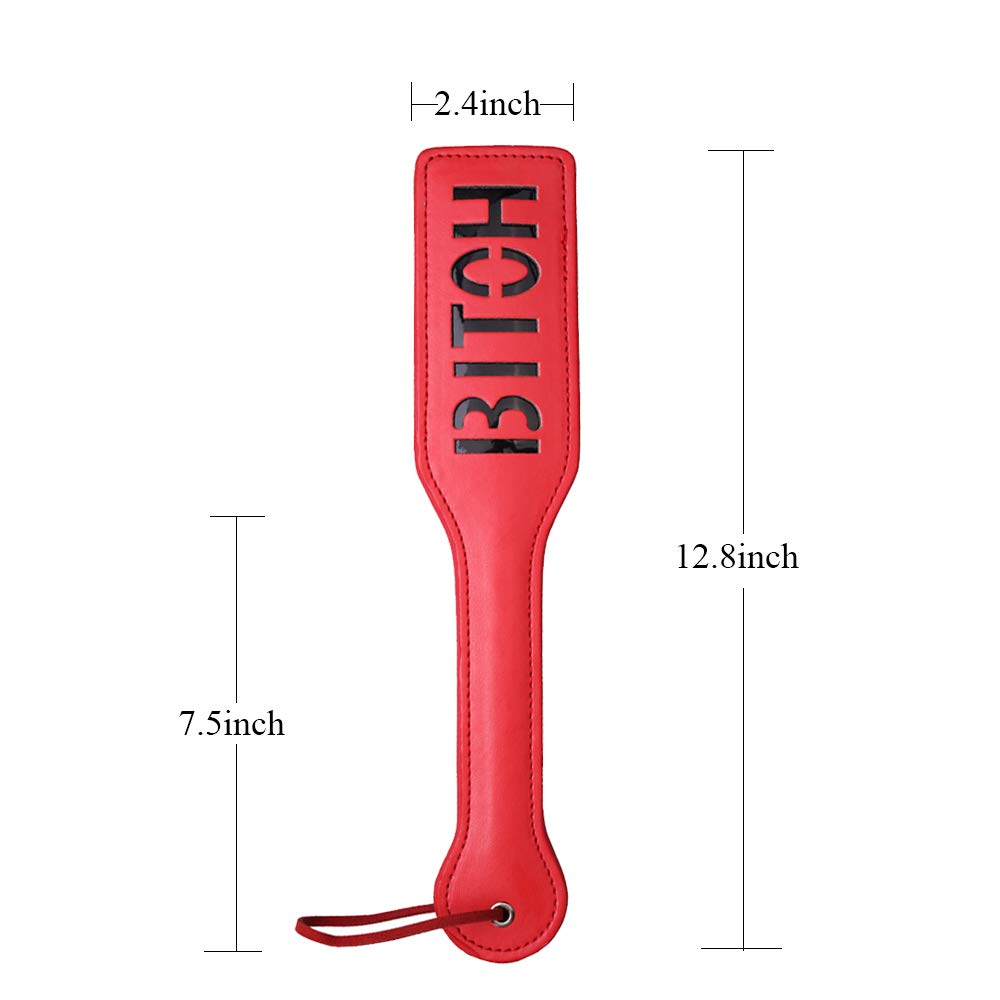 VENESUN Faux Leather Spanking Paddle for Sex Play, 12.8inch Bitch Paddle for Adults, Red
