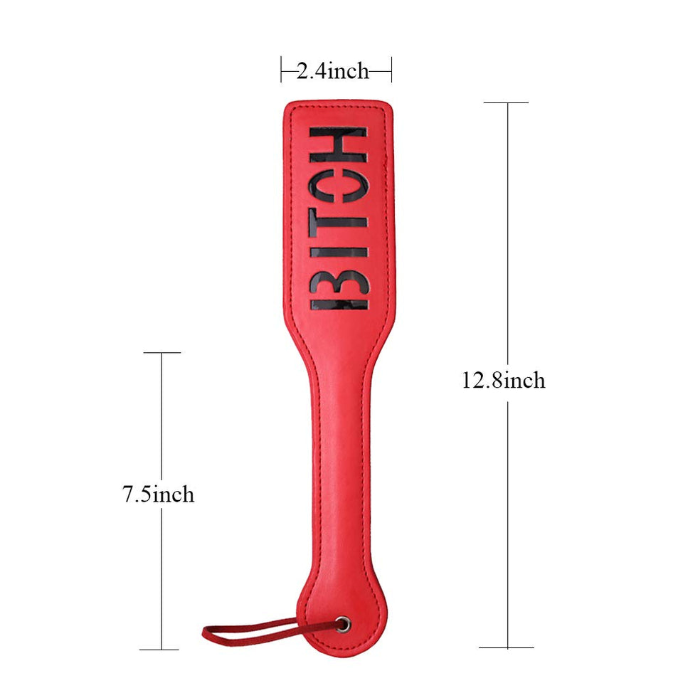 VENESUN Faux Leather Spanking Paddle for Sex Play, 12.8inch Bitch Paddle for Adults, Red
