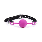 RYOZOCH SM Silicone Ball Gag with Lock Leather Strap BDSM Adult Sex Toys Bondage Kit Restraints Play (1.5in Ball, Magenta)
