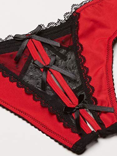 Rene Rofe Womens Crotchless Frills Panty, Red, Medium/Large