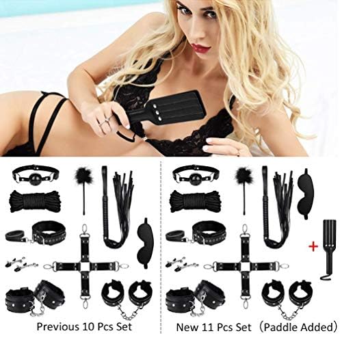 BDSM Bondage Restraints Sex Toys - Adjustable Soft Leather Handcuffs Ankle Cuffs Adult Toy, Furniture Restraint Kit for Men Wome