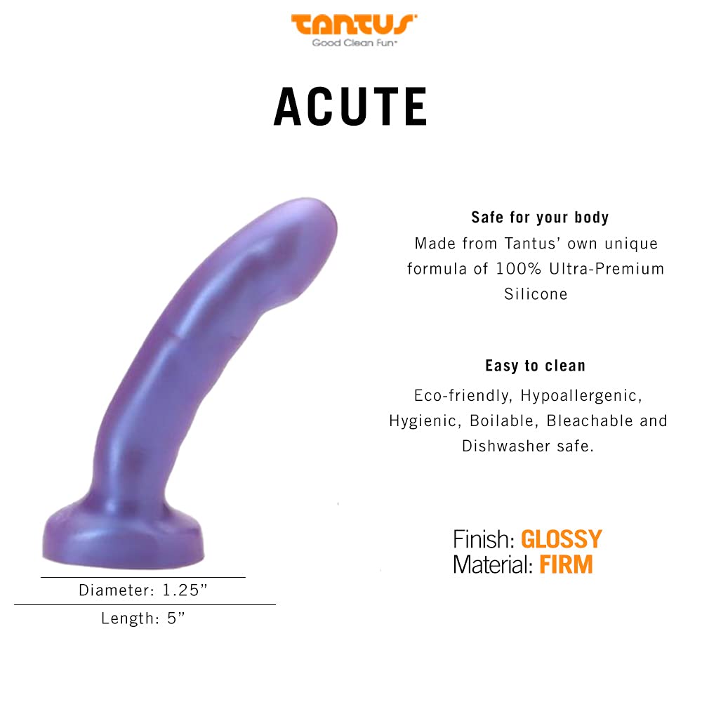Tantus Sex/Adult Toys Acute Dildo - 100% Utra-Premium Flexible Silicone Harness Compatible, Realistic, G-Spot & P-Spot Stimulati