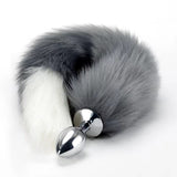 Ooiixx Sexy Fox Tail Cosplay Anal Plug Anal Butt Plug Adult Sex Toys for Women Men Couple Stainless Steel Anal Plug (18'' Gray)